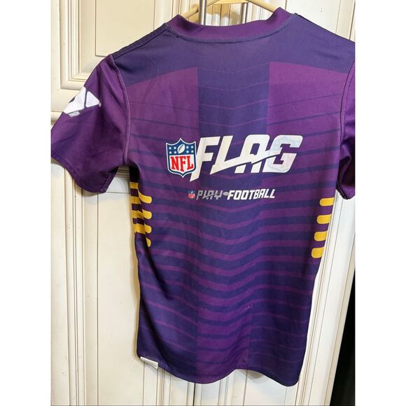 NFL Youth Vikings Football Short Sleeve Reversible Jersey Purple Yellow Small - Picture 8 of 10